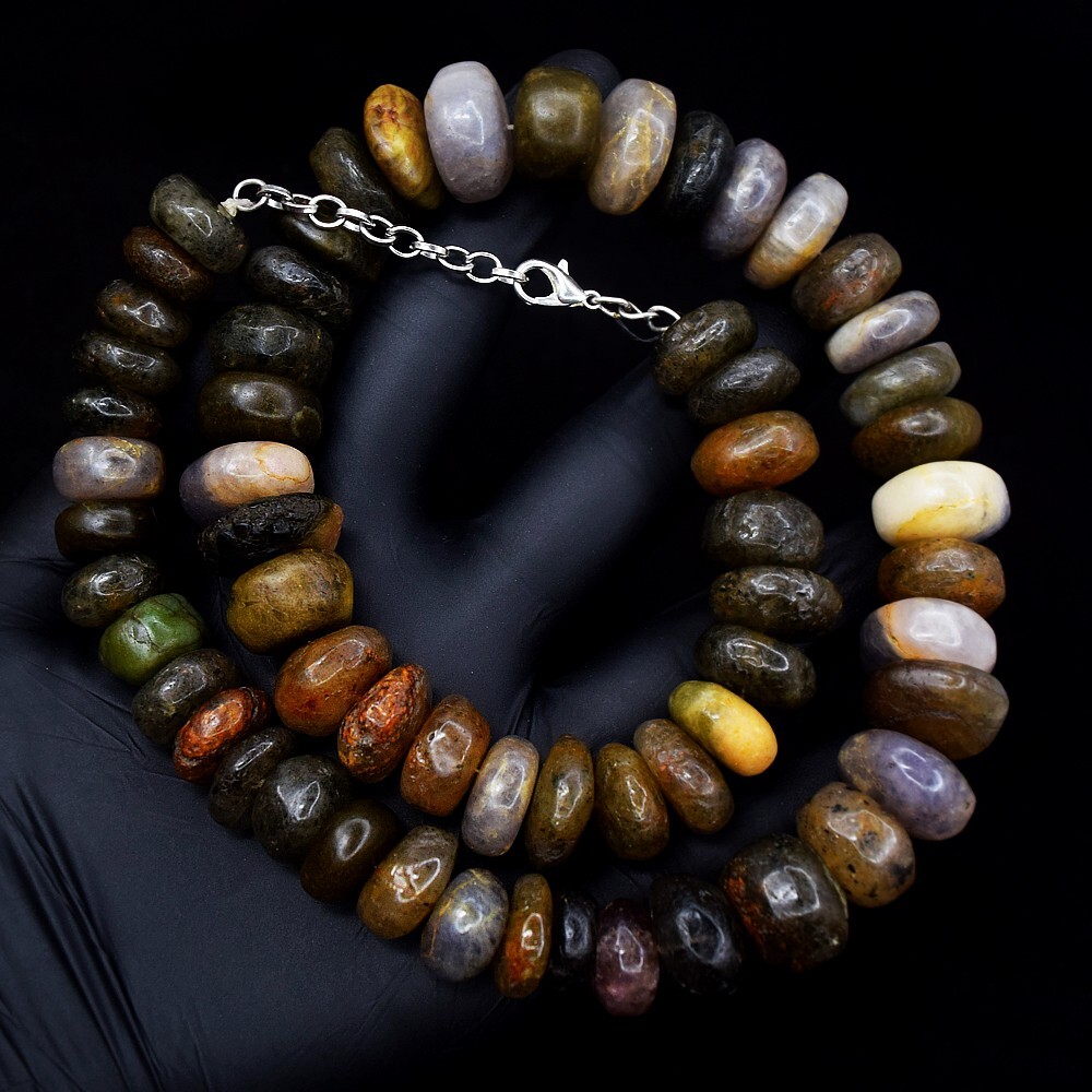 Gorgeous Mix Gem 985.00 Cts Round Shape Beaded Womens Necklace VK 17 E606