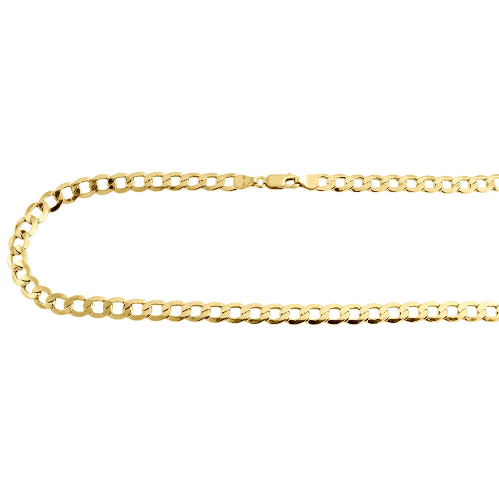 10K Yellow Gold 6.50mm Hollow Plain Cuban Curb Link Chain Necklace 16-30 Inches