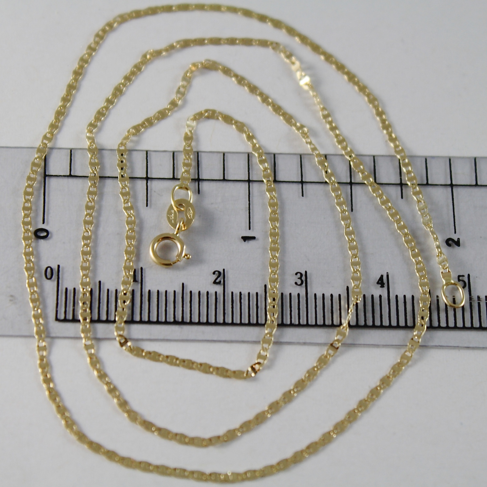18K YELLOW GOLD CHAIN MINI OVAL FLAT LINK 1 MM WIDTH 19.70 INCHES MADE IN ITALY