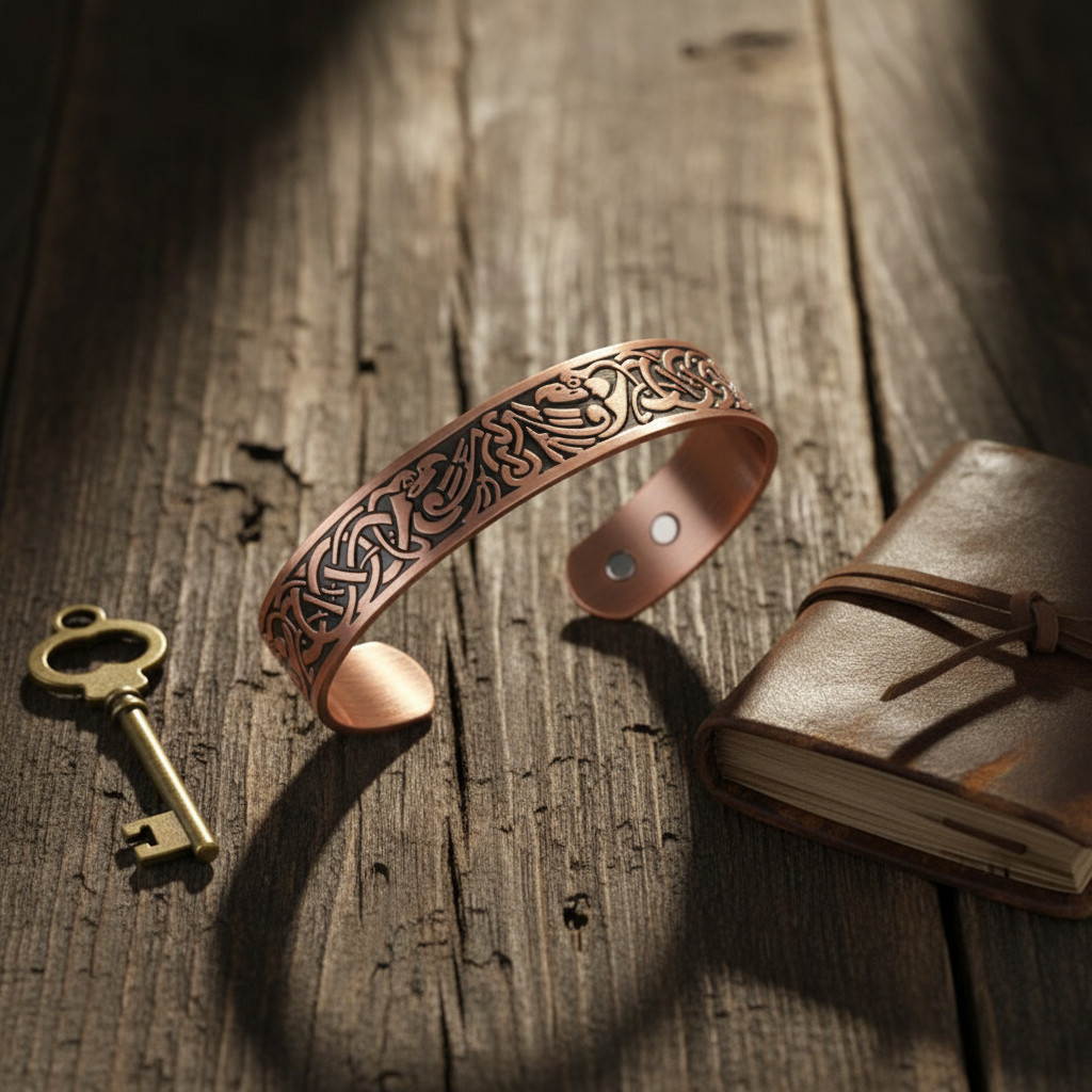 Pure Copper Magnetic Bracelet Arthritis Pain Therapy Healing Cuff Celtic Phoenix
