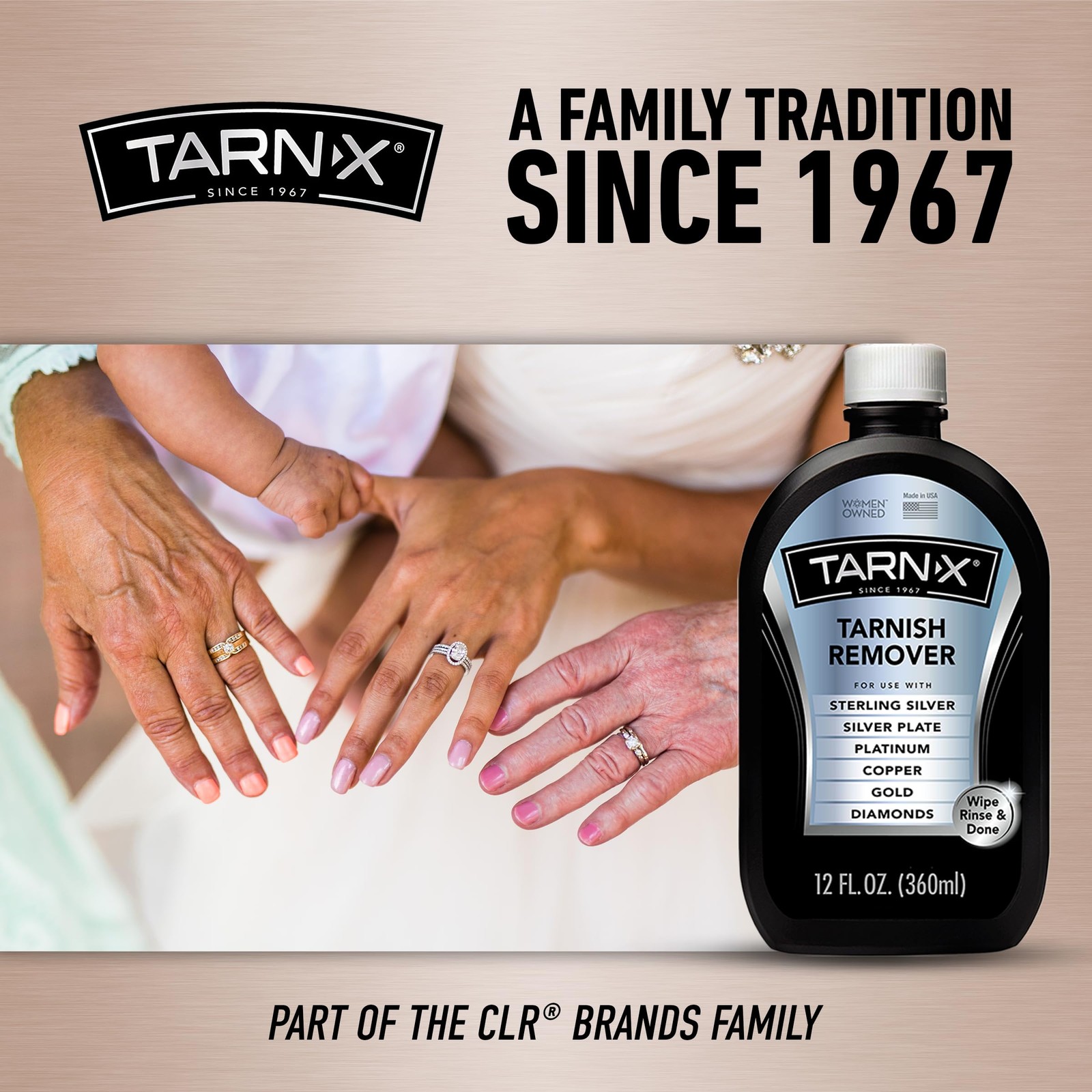 Tarn-X Tarnish Remover, 12 oz. Bottle, Platinum, Copper, Gold, Diamond, Silver P