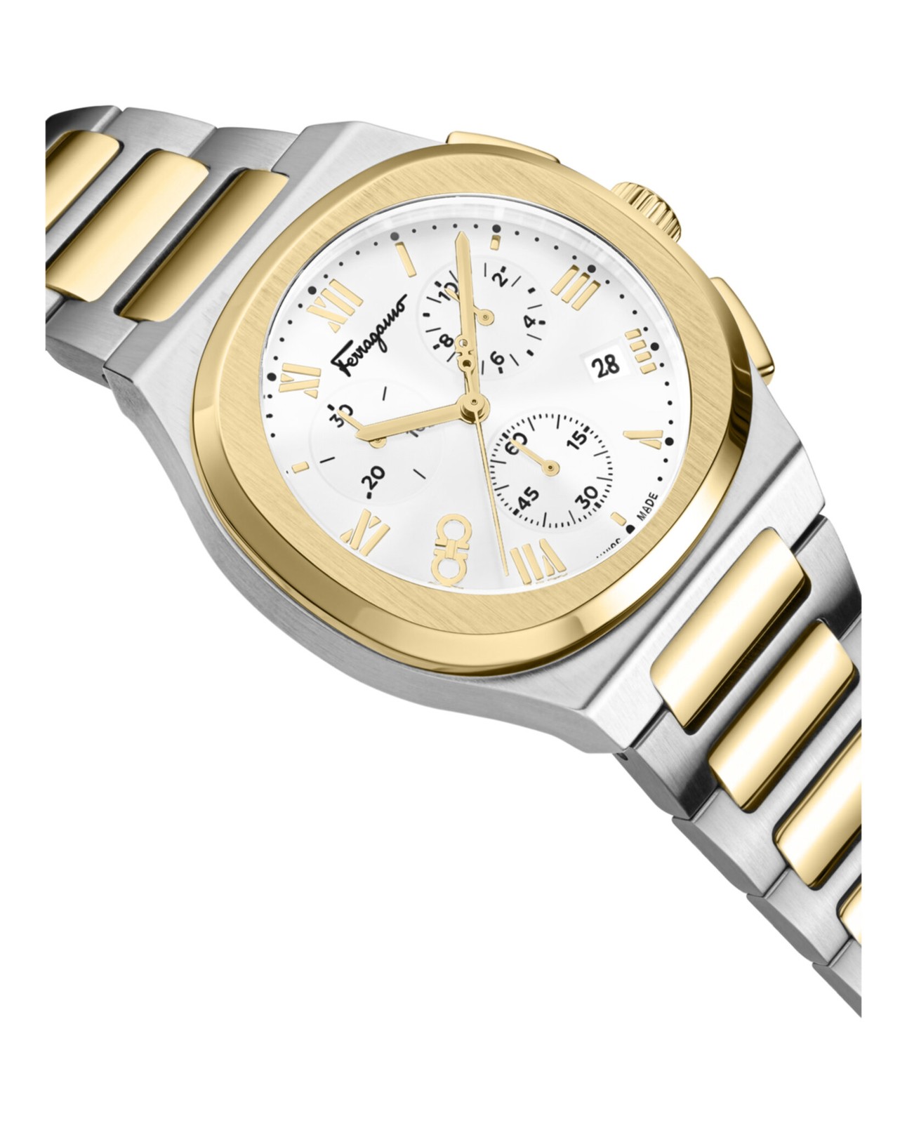 Ferragamo Mens Two Tone 38mm Bracelet Fashion Watch