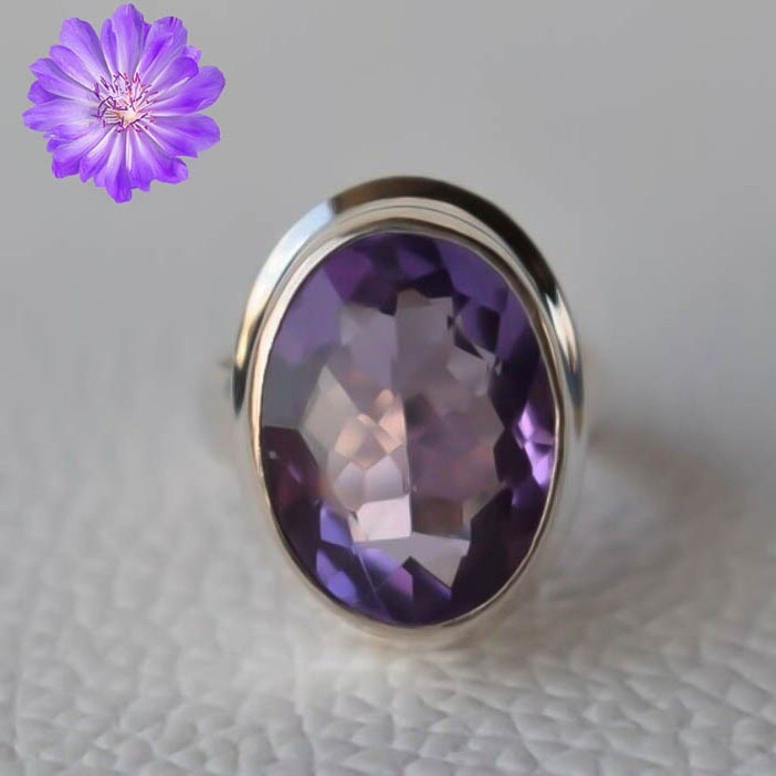 African Amethyst Gemstone 925 Sterling Silver Handmade Jewelry Ring Gift For