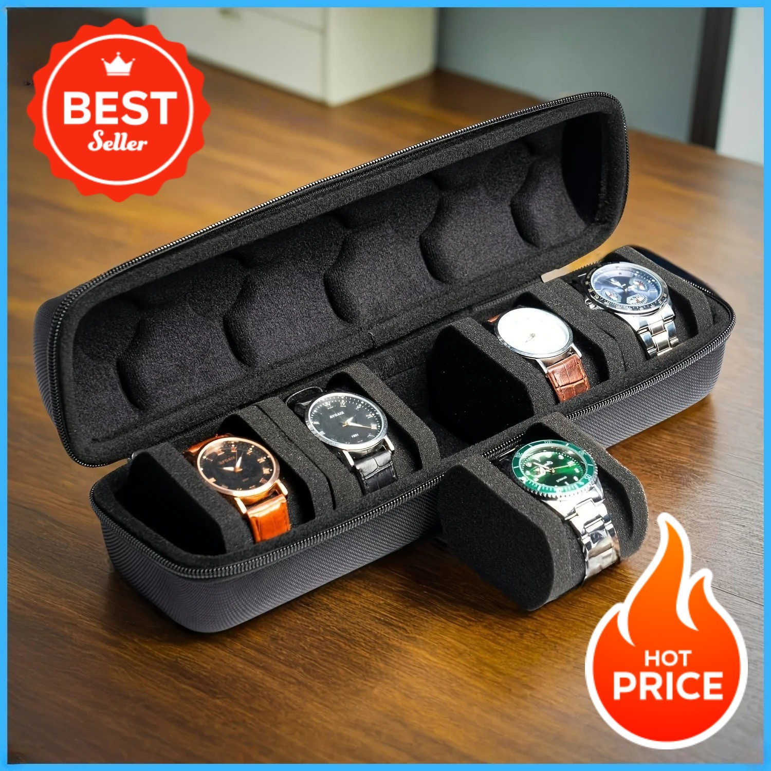 5 Slot Watch Case Hard Shell Travel Organizer Storage Box Bag Pouch Smartwatch