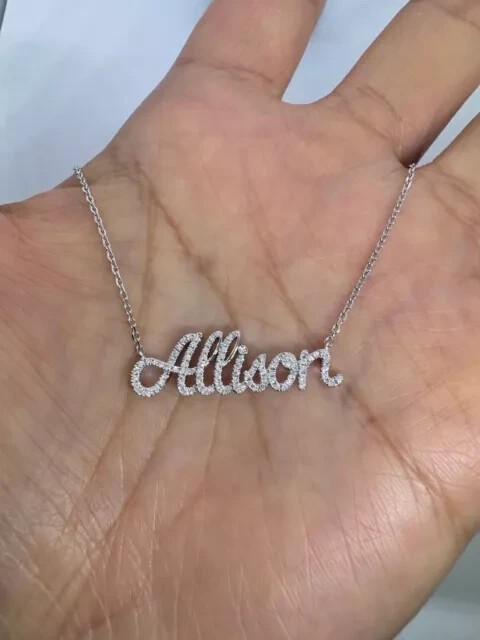 Custom Any Letter Pendant 1Ct Round Cut Simulated Diamond 14K White Gold Plated