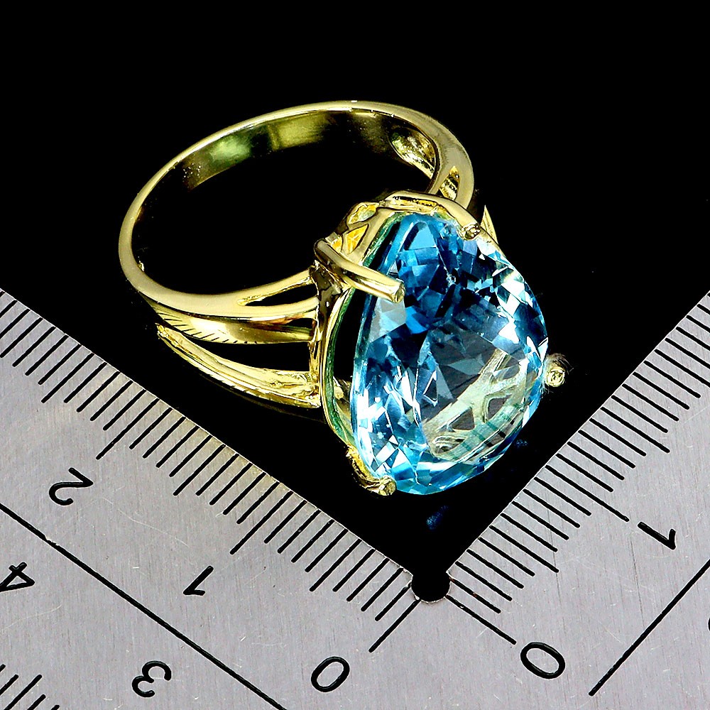 925 Sterling Silver Ring Pear Swiss Blue Topaz 18x13mm Gemstone Jewelry Size 7