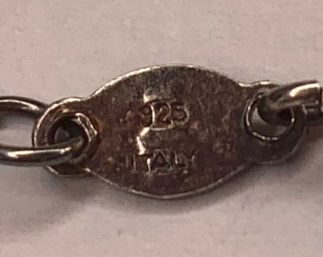 Signed G Italy Sterling 925 Dainty Delicate Twisted Chain Bracelet 7.2in 1mm