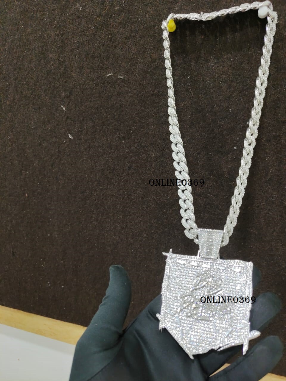 3.48 ct Round Baguette Cubic Zirconia Custom Pendant 14k White Gold Plated