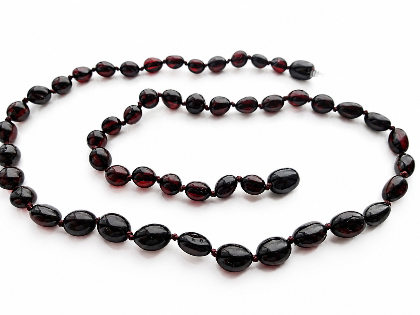 Genuine Baltic Amber Necklaces Polished Oval Dark Cherry Beads 45cm (17.7″)