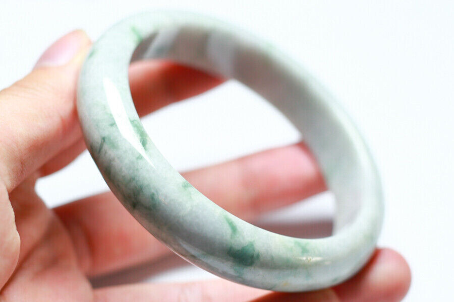 Video Certified Green Natural A JADE Jadeite Circle Bangle Bracelet 61 mm 405812