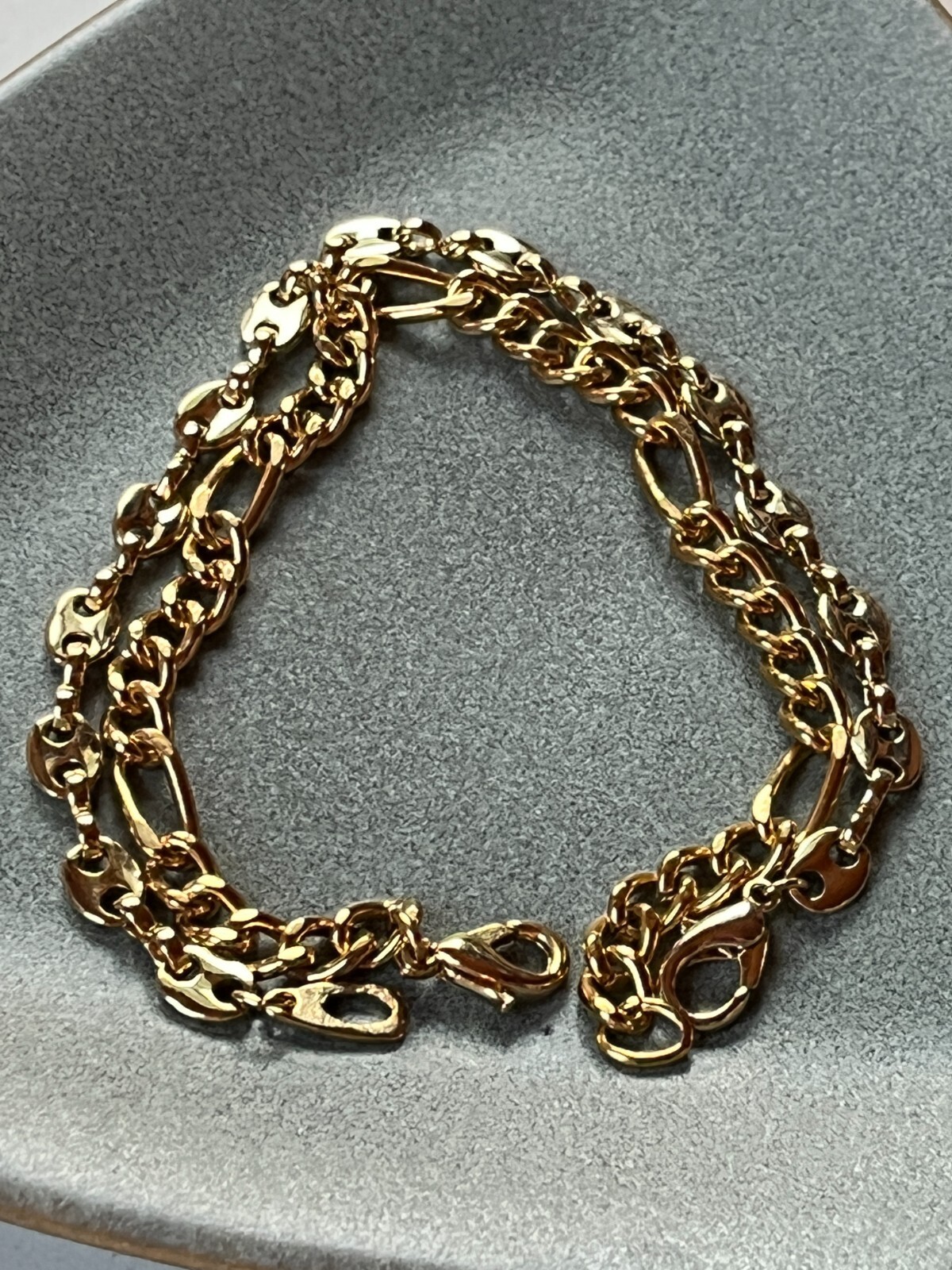 Lot of Fiagaro Chain & Flate Oval Goldtone Link Bracelet – 7 inches long x less