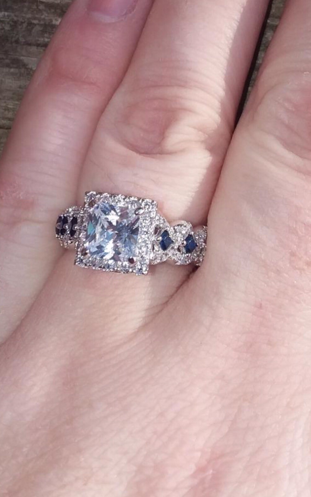 5C 3PC Diamond Simulated Wedding Engagement Ring Set Womens Bridal Set Size 5-9