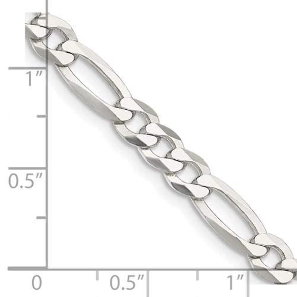Sterling Silver 5.5mm Flat Figaro Chain Necklace 18in