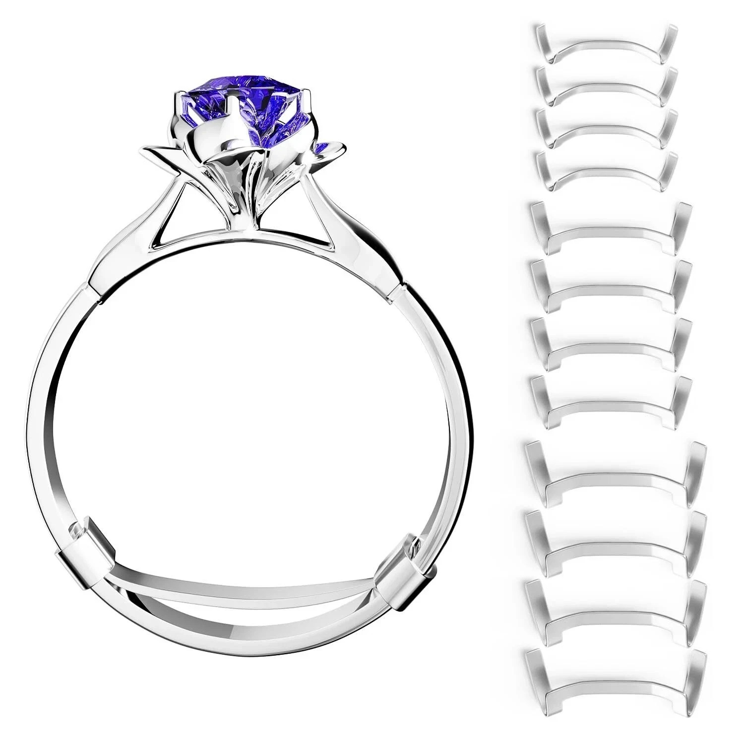 12 Pack Metal Ring Guards Set – 3 Sizes Invisible Ring Adjusters Gold Silver