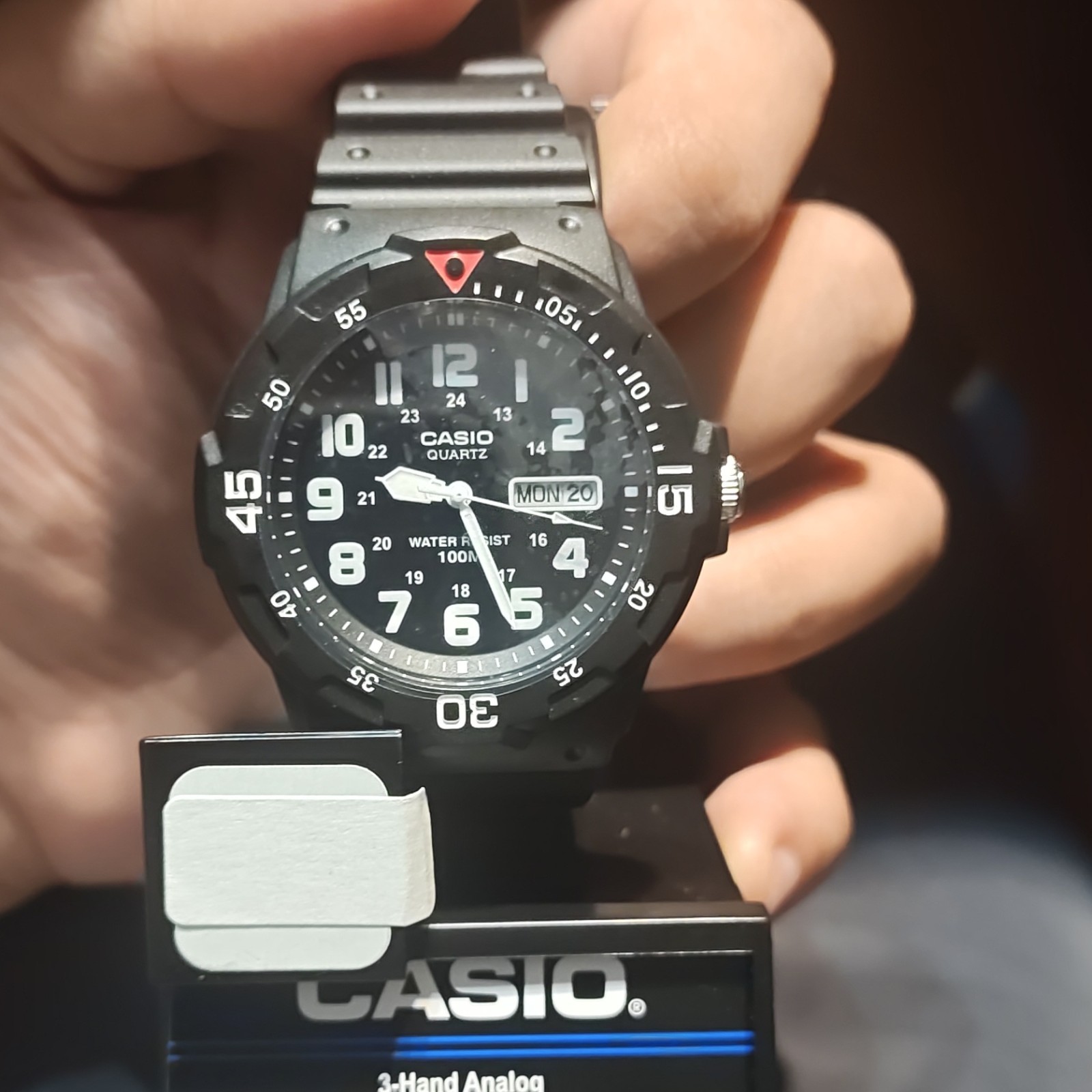 Casio Analog Quartz Watch 100m Rotating Bezel Day/Date Black Resin w/ Box