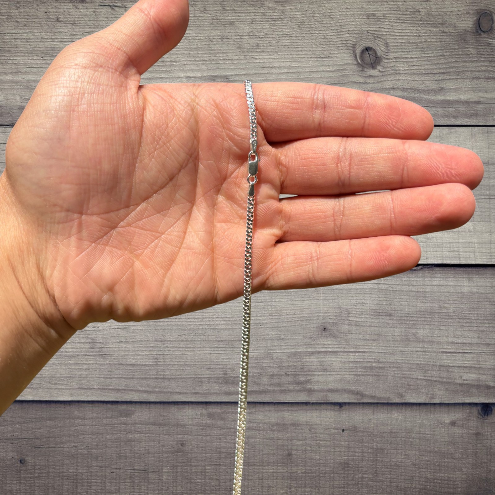 2.5mm Dollar Chain Necklace – Real Solid 925 Sterling Silver MADE IN ITALY
