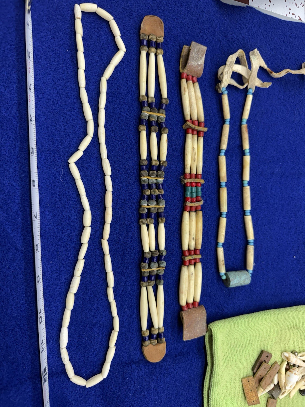 Handmade Native American Hair Pipe Choker Abalone Shell Beaded Necklace Set 4 +