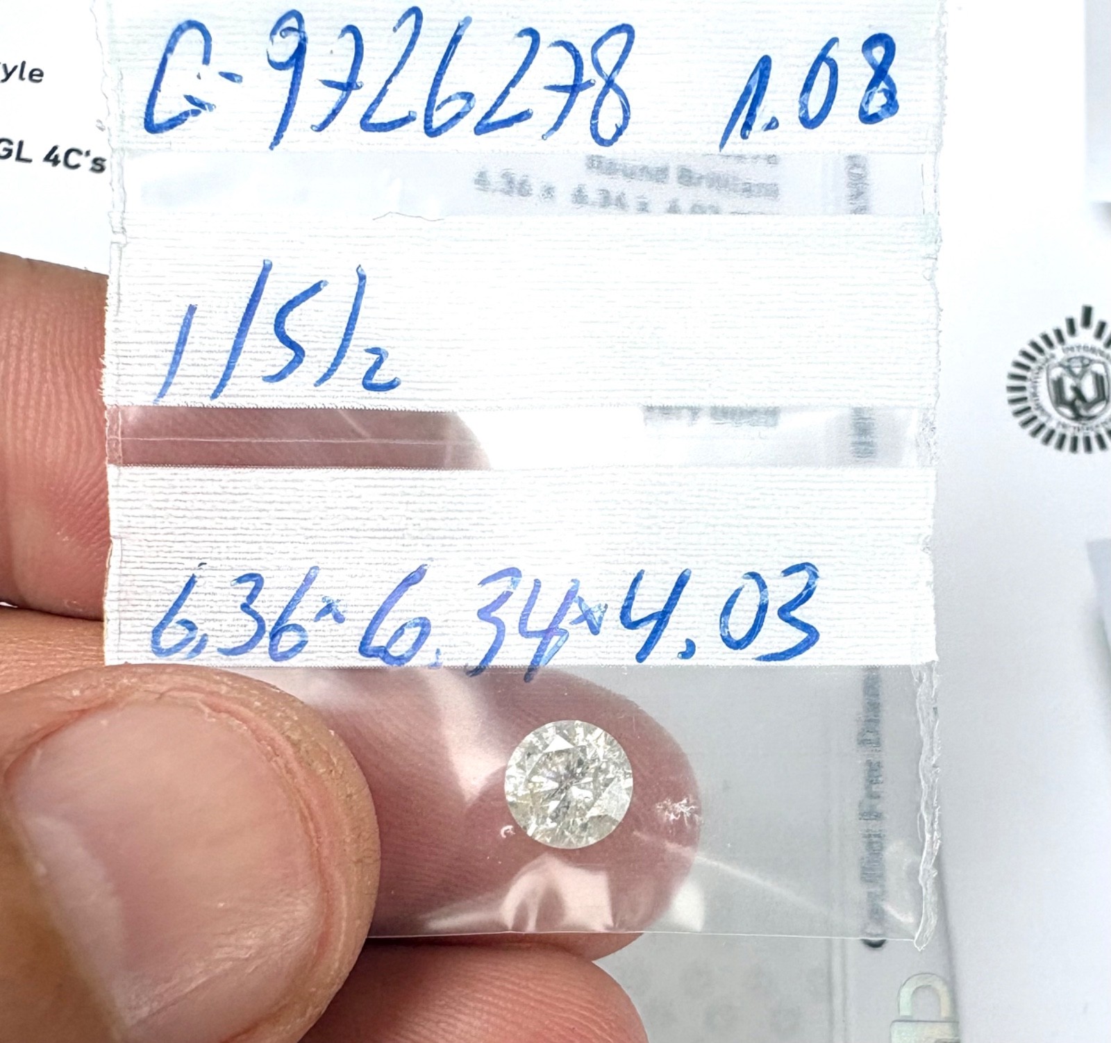 $3761 1.08ctw I SI2 Round Brilliant Cut Natural Enhanced Loose Diamond 6.36mm