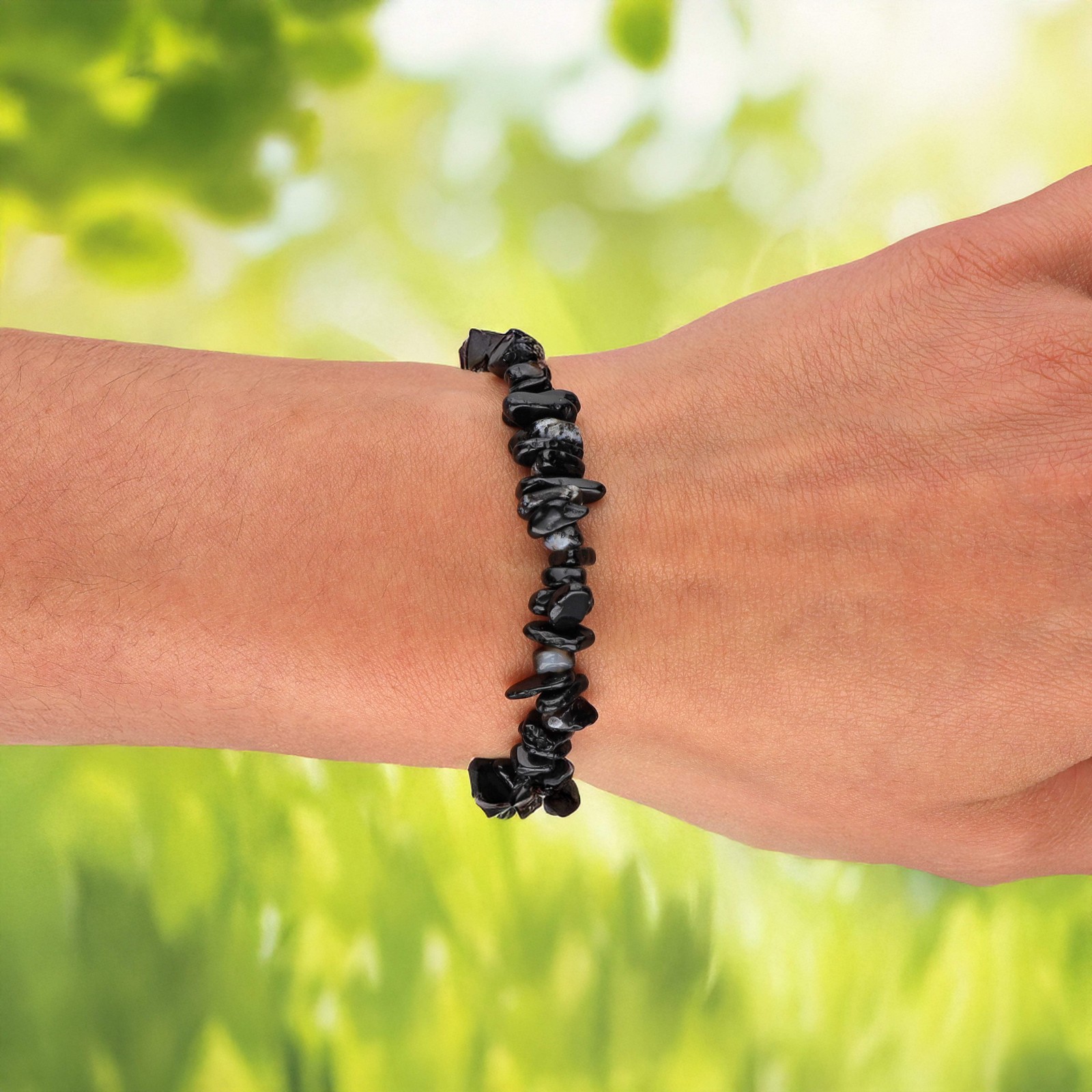 Onyx Sliver Bracelet Gemstone Bracelet Stone Bracelet Healing Stone Stretchy