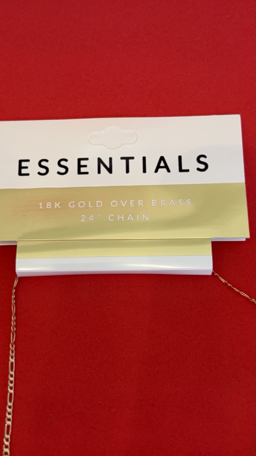 Essentials 18K Gold Over Brass Silver Plated Box Link 24″ Chain Necklace NWT