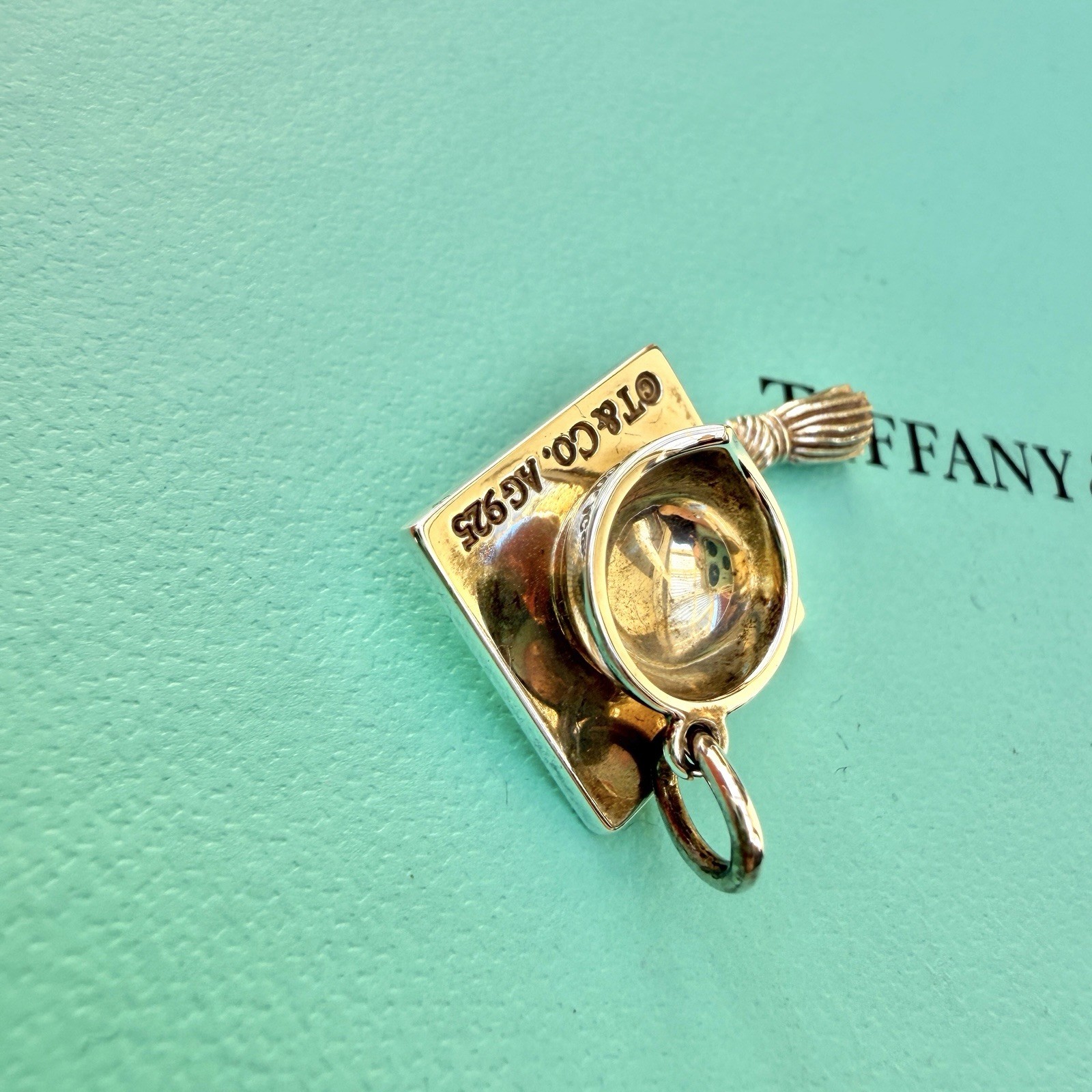 Authentic Tiffany & Co Silver Graduation Cap And Tassel Pendant Charm