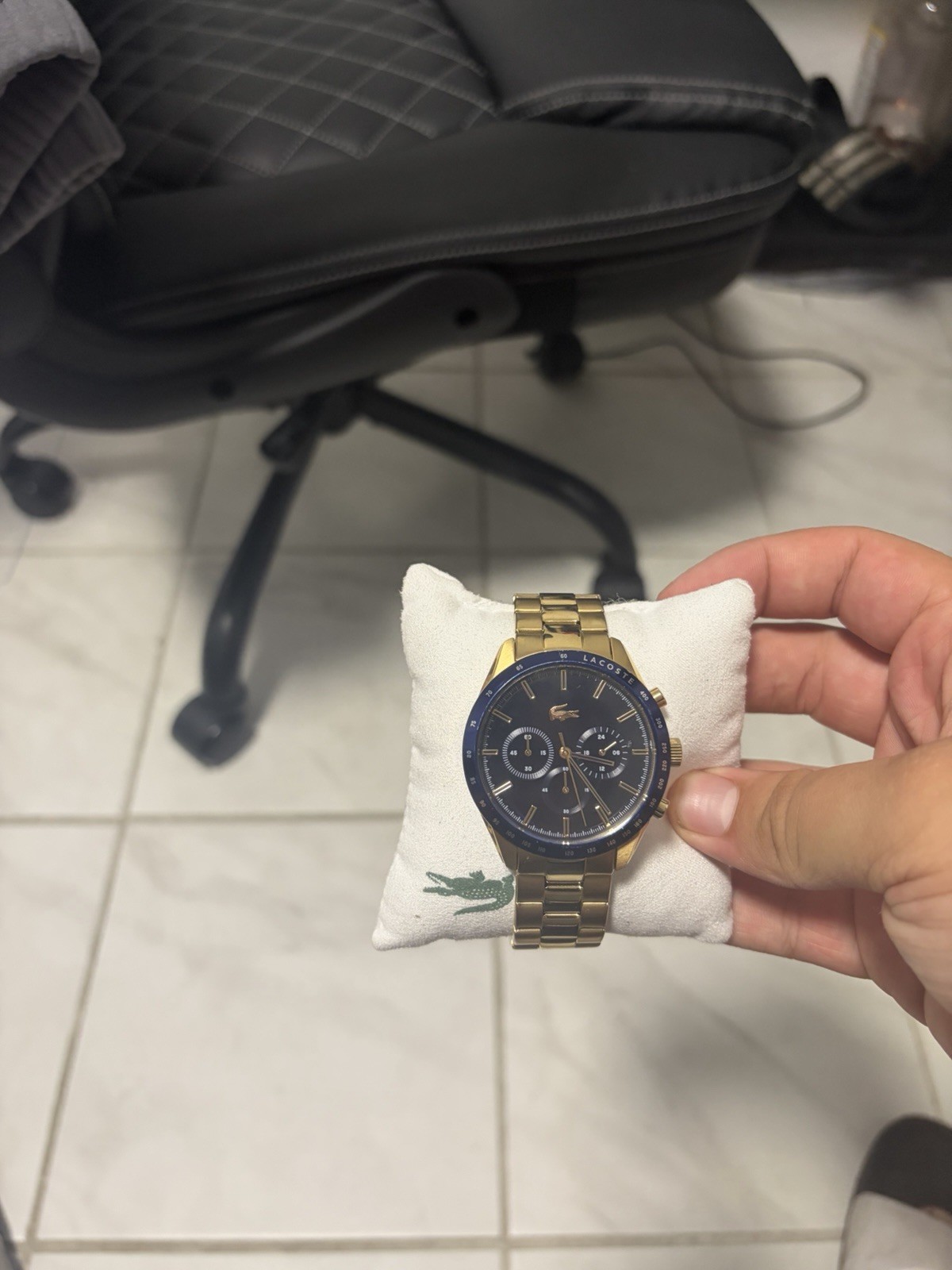 Lacoste Men’s Quartz Analog Watch Blue Dial Date 24-Hour Gold Bracelet