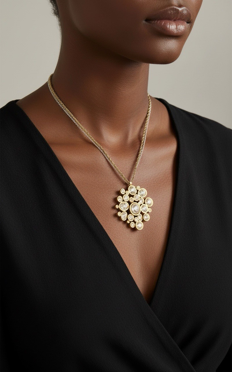 NEW HANDCRAFTED Patricia Locke Gold / Clear Crystal GRACE Necklace USA NWT 2019