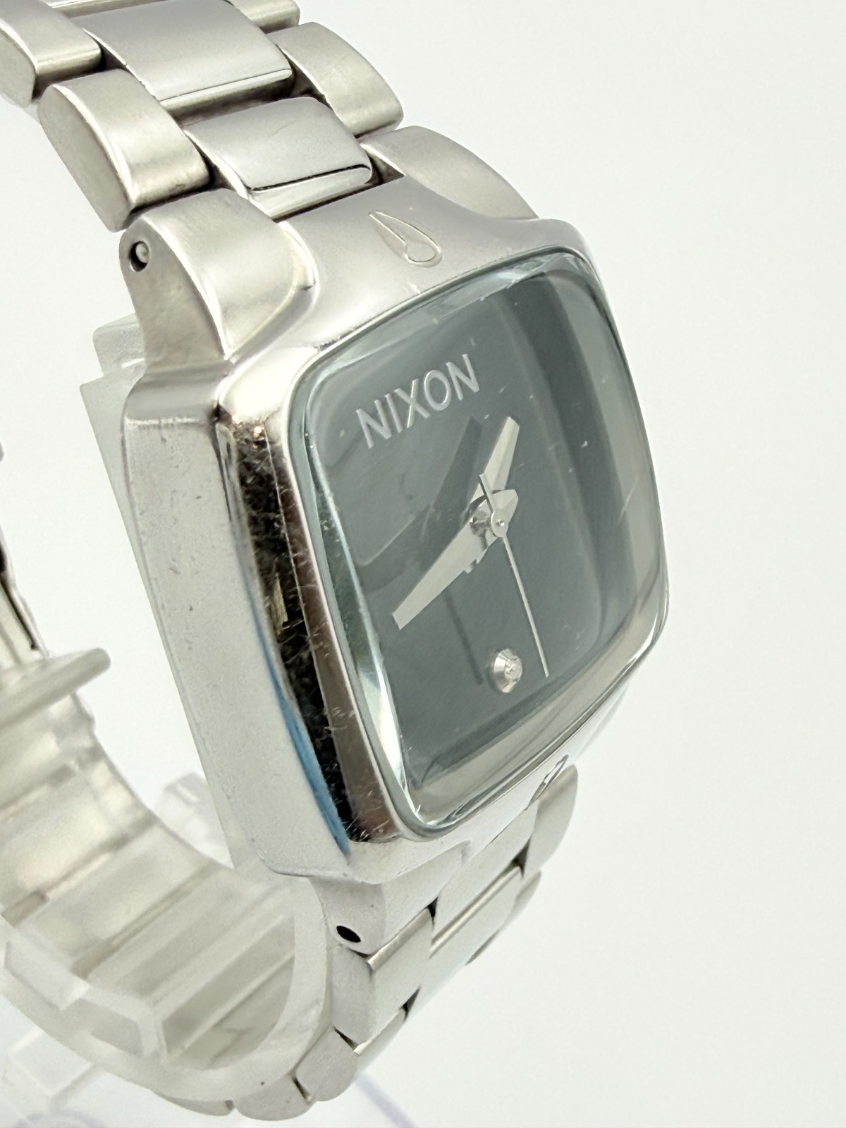 NIXON The SMALL PLAYER Qz Silver Black Dial Watch Wrist 16cm (6.3 in) – Rank C