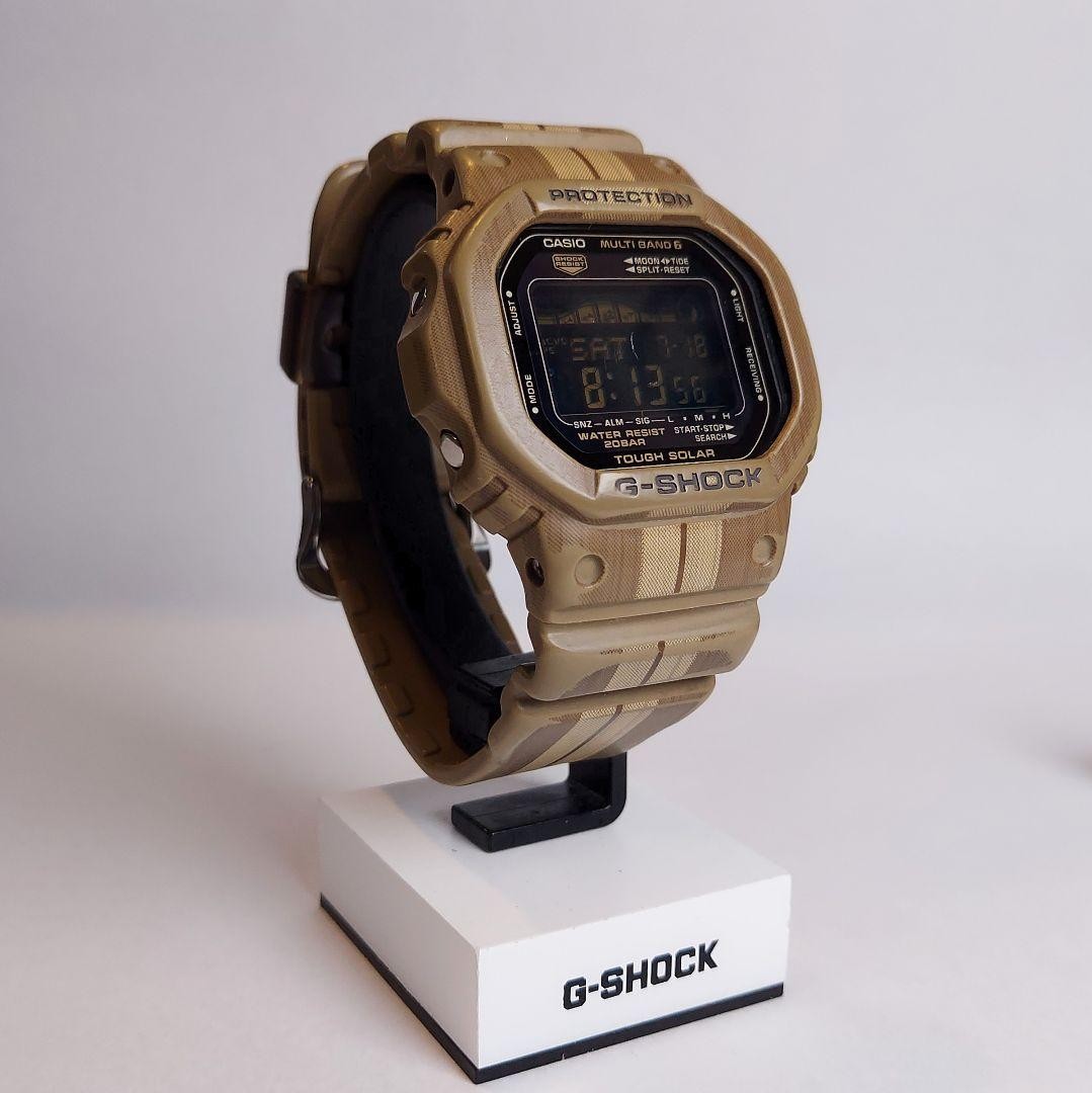 CASIO G-SHOCK G-LIDE GWX-5600WB-5JF Wood Grain Tide Graph Used from Japan