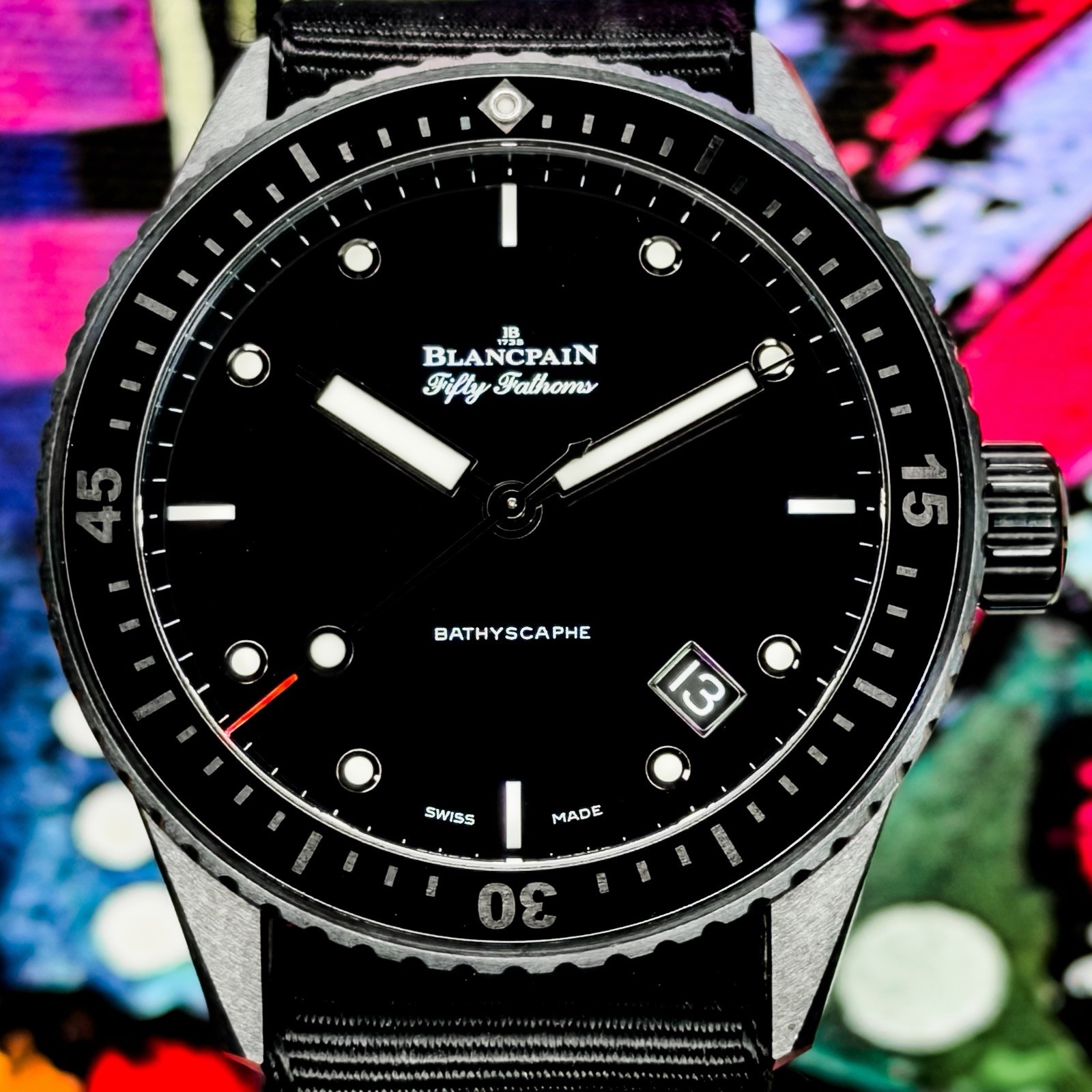 Blancpain 5000‑0130‑NABA 5000 Bathyscaphe Ceramic Black Sunburst Liquid Metal