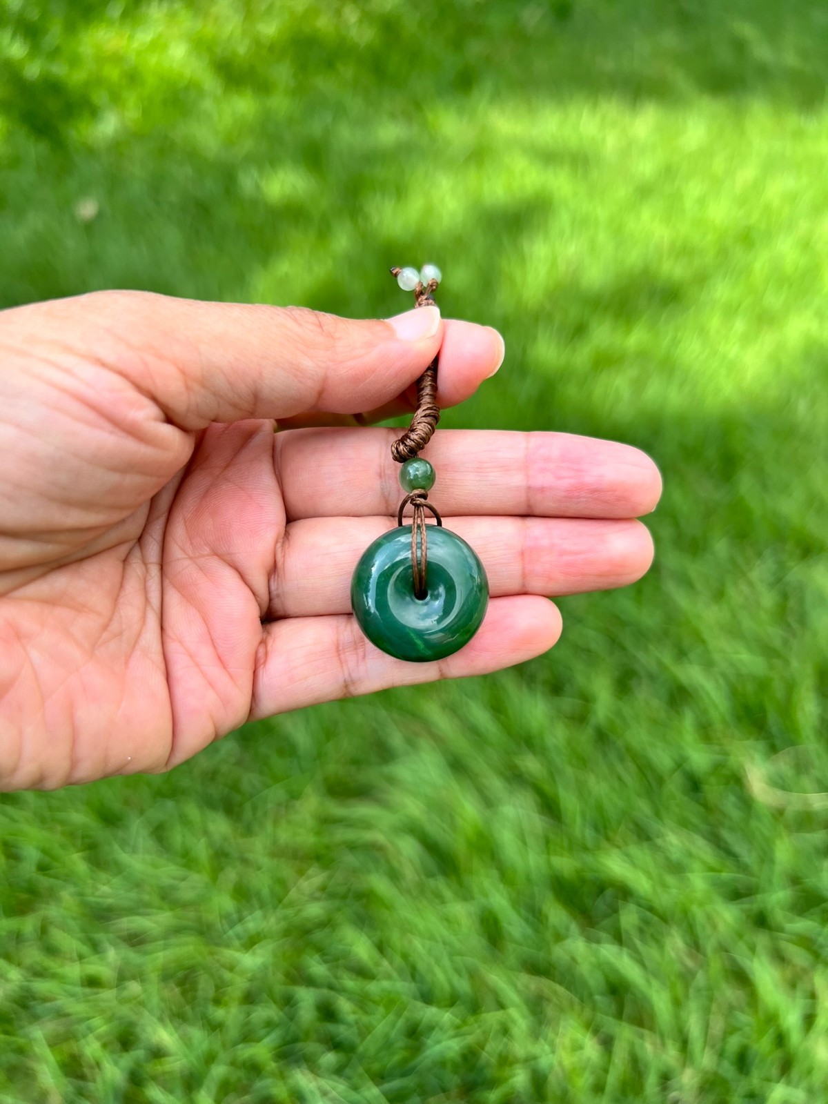 Genuine 100% Natural Rich Green Nephrite Jade PingAn Pendant H141 C
