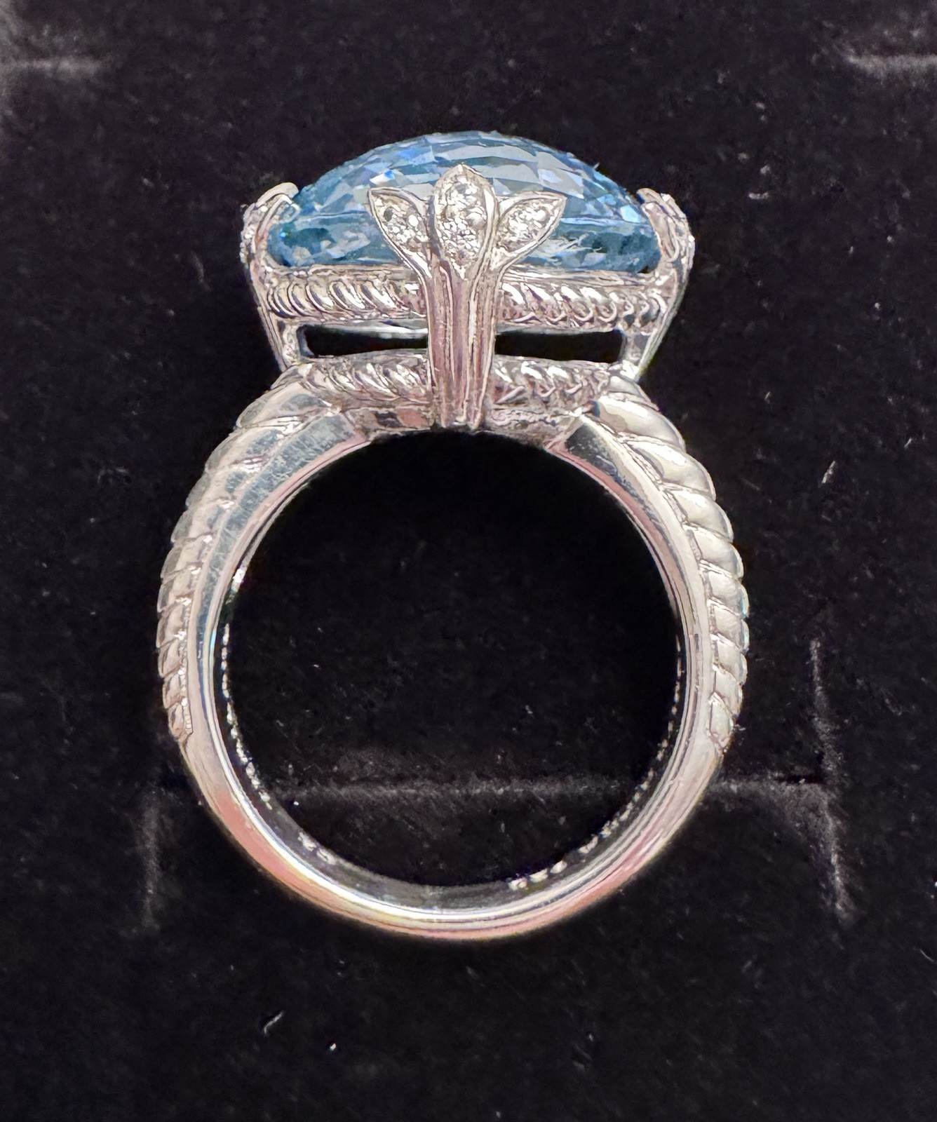 JUDITH RIPKA 15ct Lab Created Aqua/Teal Spinel 925 Sterling Ring Sz 8.5 NEW
