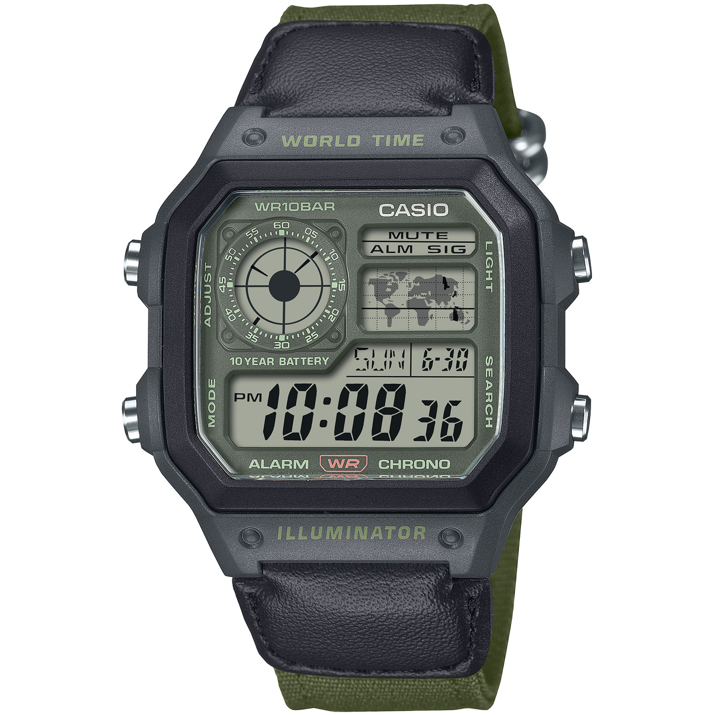 CASIO Collection STANDARD AE-1200WHUB-3AJF Digital Watch Cloth Band Khaki 42.1mm