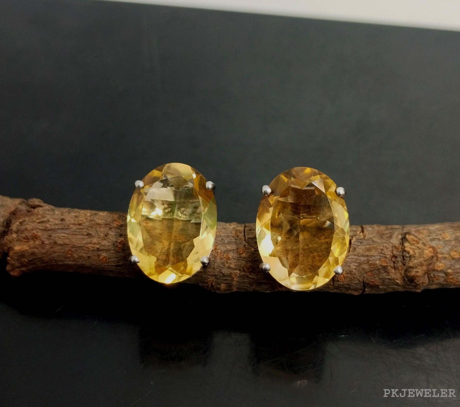 Natural Citrine Oval Cut Gems 925 Sterling Silver Women Big Stud Earring E-335