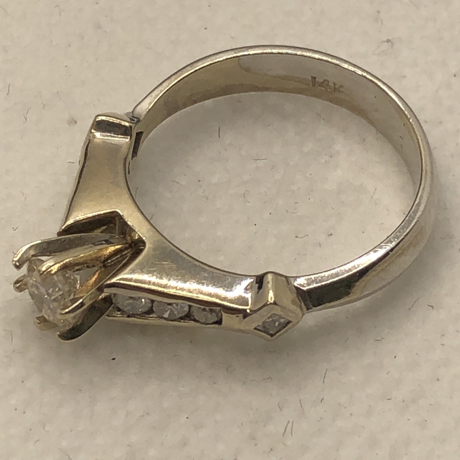 14K Two Tone Gold Solitaire 0.38CTW with Diamonds 0.37CTW Engagement Ring 4.7gr.
