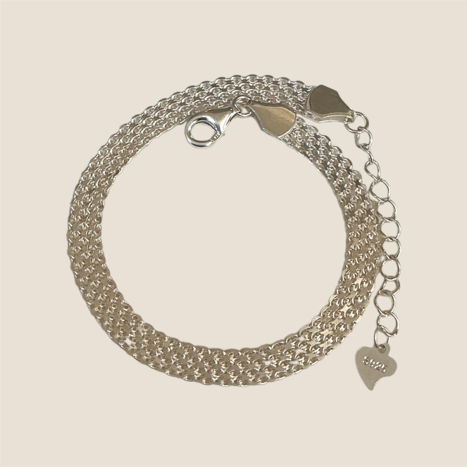 Sterling Silver 925 Mesh Bracelet Adjustable Jewely 6.75 Inch Lightweight 3.5g