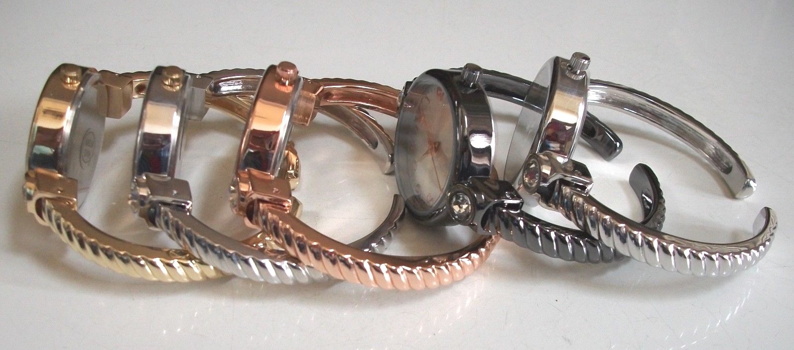 Women cable number dial silver, gold rose gold finish cuff fashion casual watch