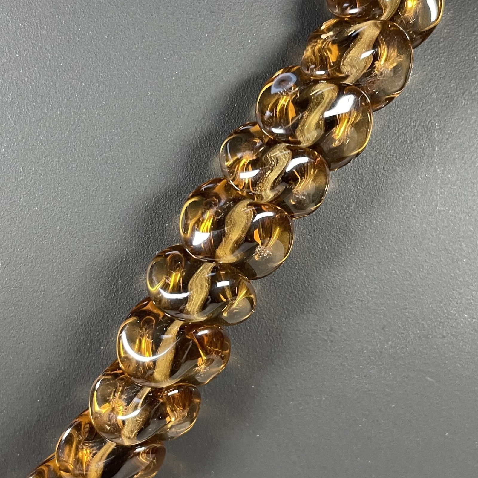VTG ELLE of California Multi Strand Finest Bohemian Amber Glass Bead Necklace