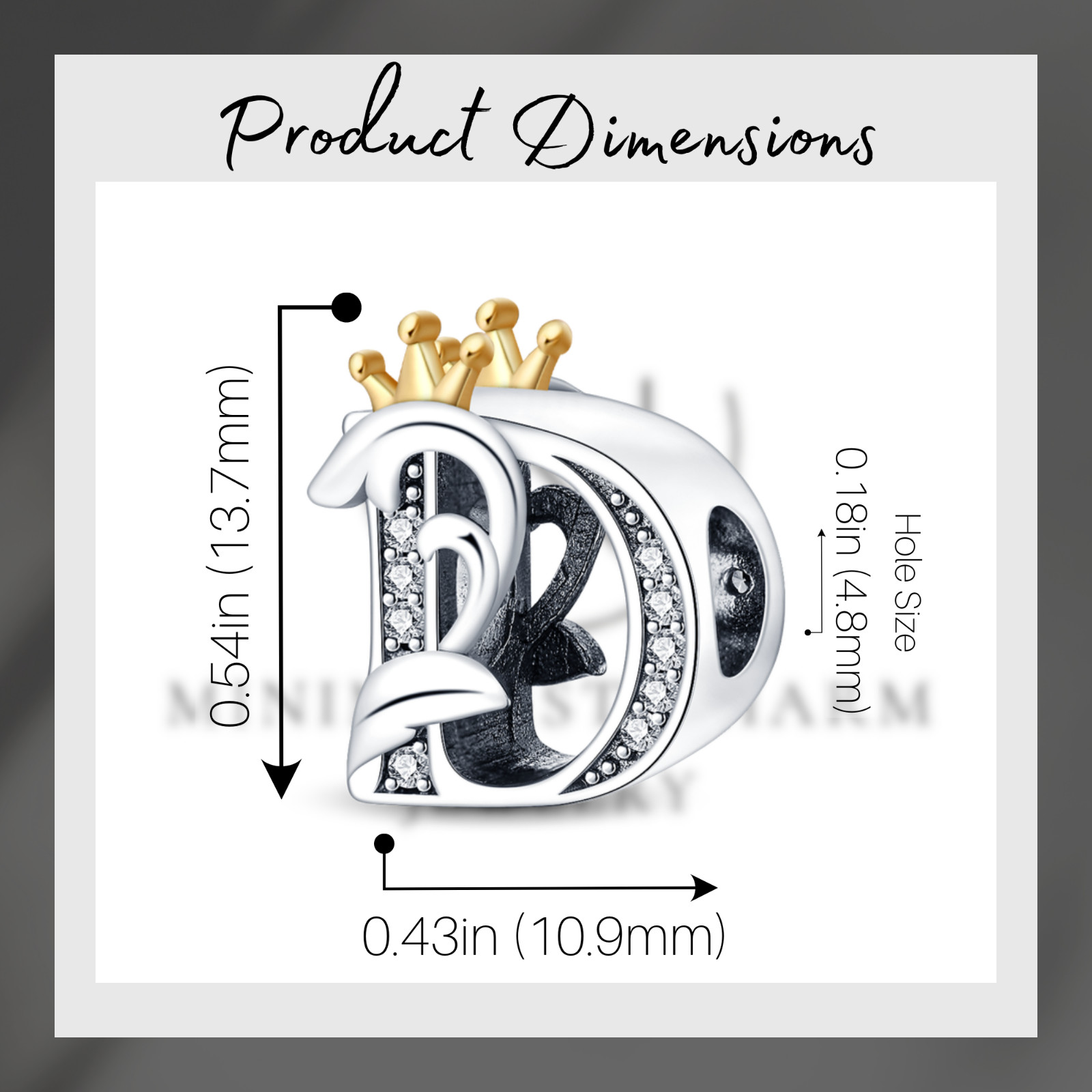 Crown D Letter Charm For Bracelet, D Letter Charm, Crown Letters Charm
