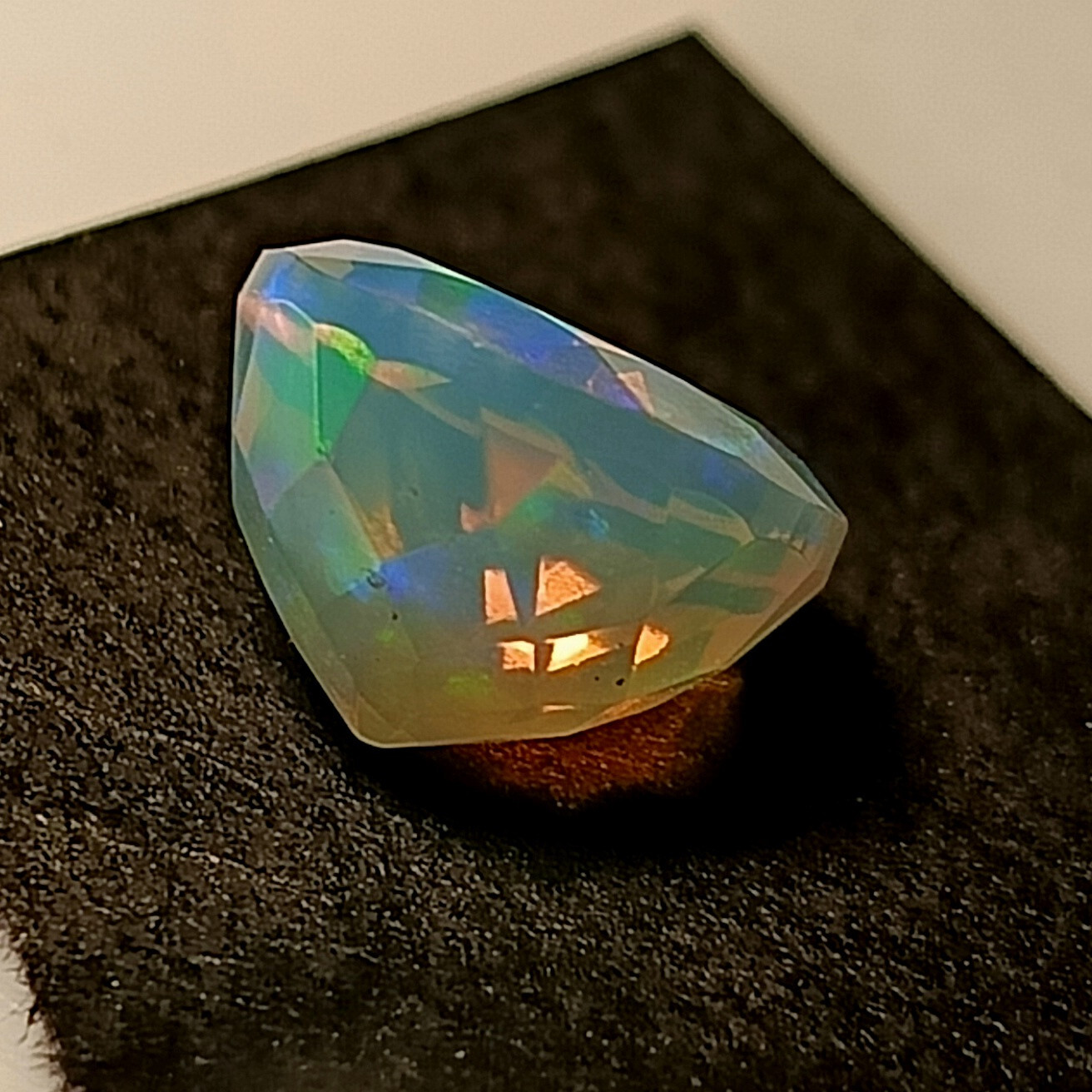 10.7 mm Round Natural Ethiopian Fire Opal Play Of Color Faceted Gemstone 3.15 CT