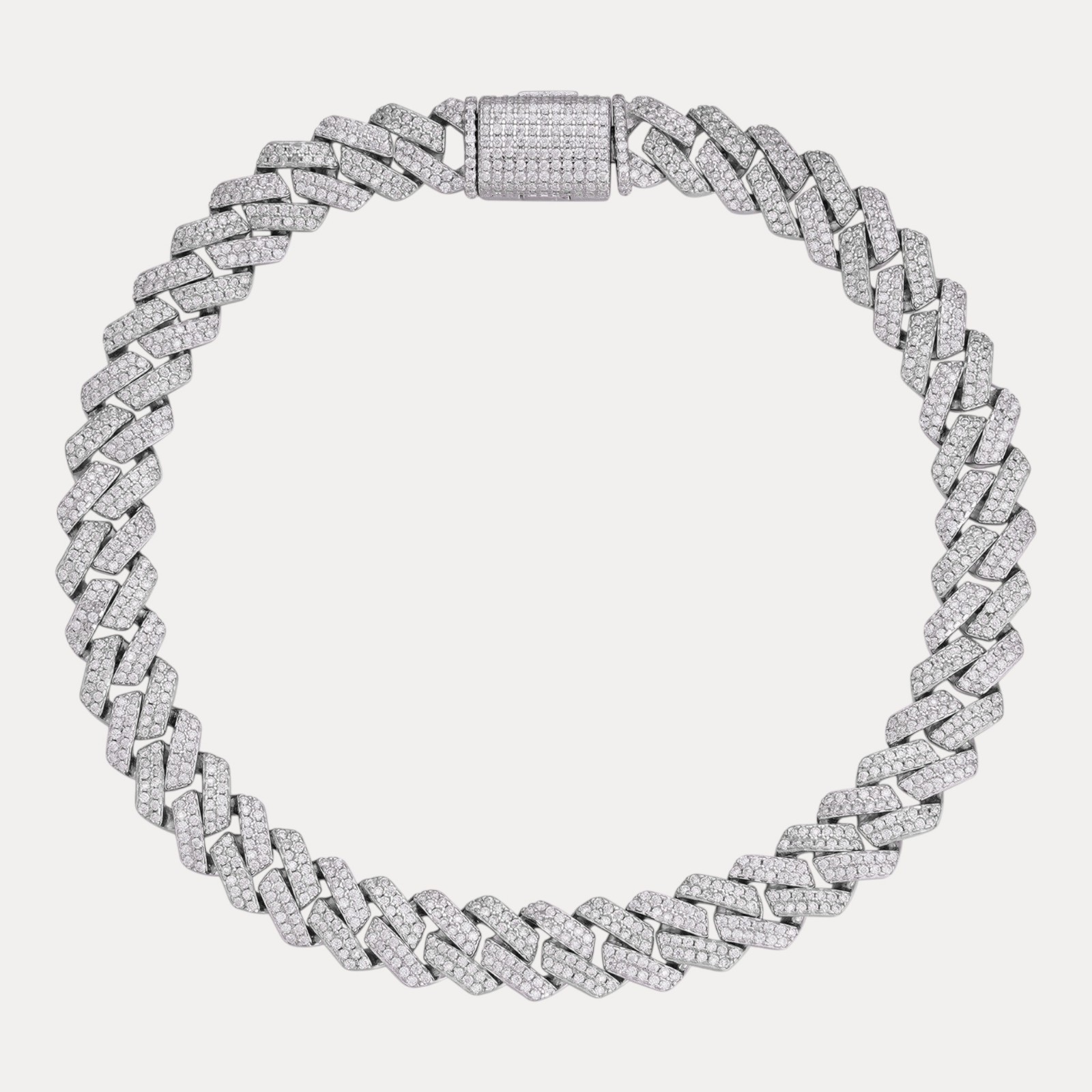 8mm Moissanite Cuban Prong Bracelet – 925 Sterling Silver or 14k Gold/Rose/Black