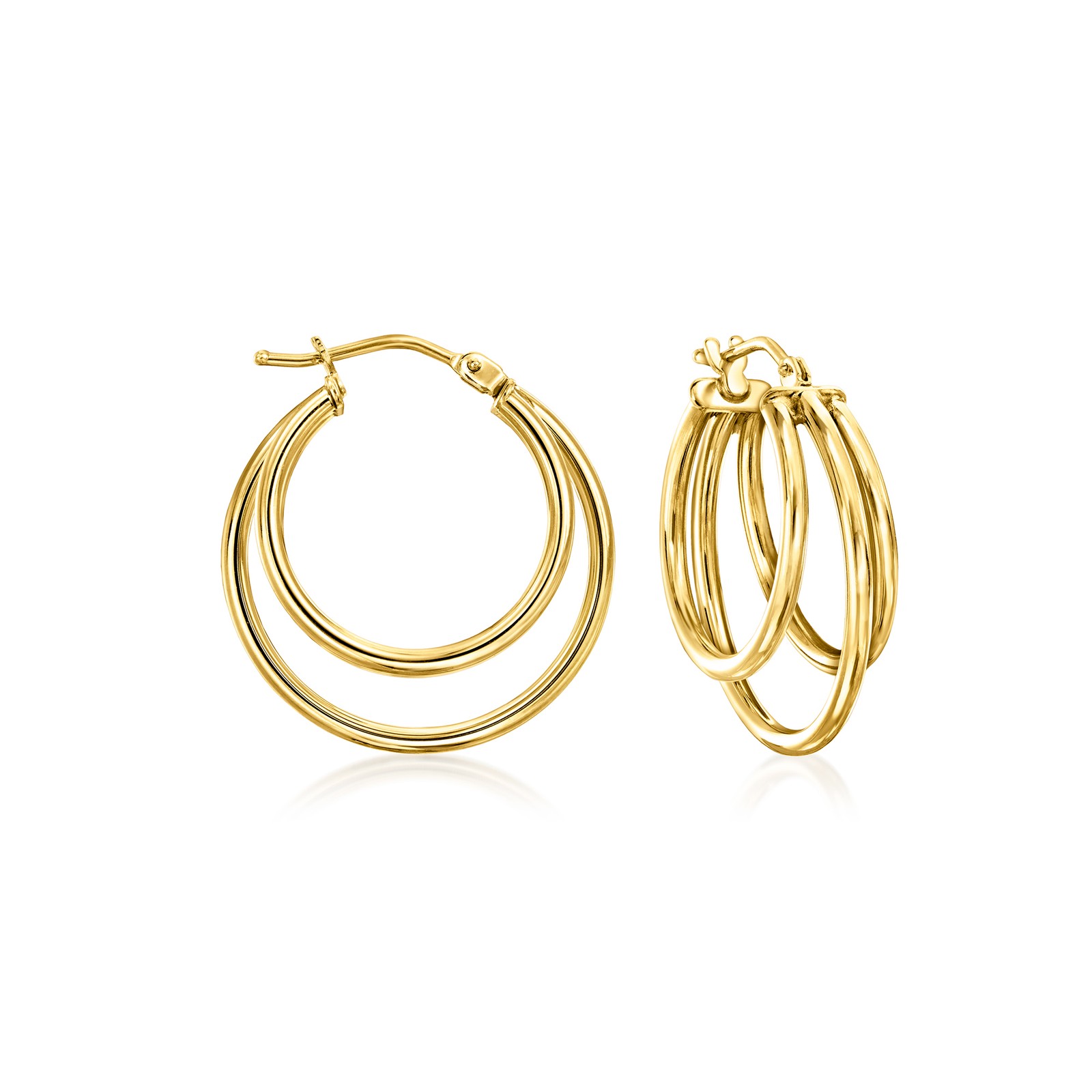 Ross-Simons Italian 14kt Yellow Gold Triple-Hoop Earrings. 7/8 inches