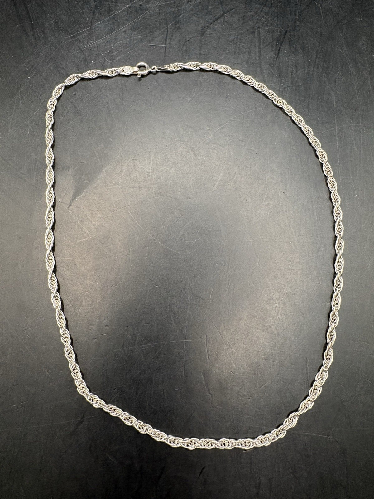 VTG 16” Sterling Silver 1990s Italy Rope Twist Link Chain Necklace Estate 925