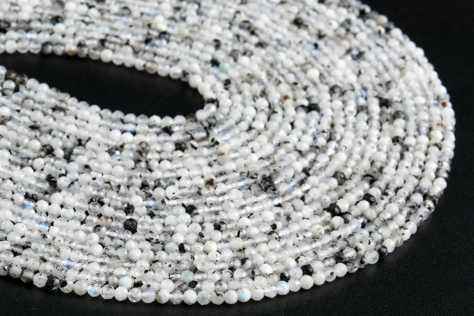 2-3MM Genuine Natural Rainbow Moonstone Grade A Faceted Round Loose Beads 15.5″