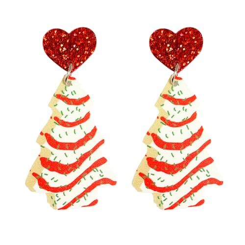 Christmas Tree Earrings Acrylic Christmas Holiday Earrings Colourful F