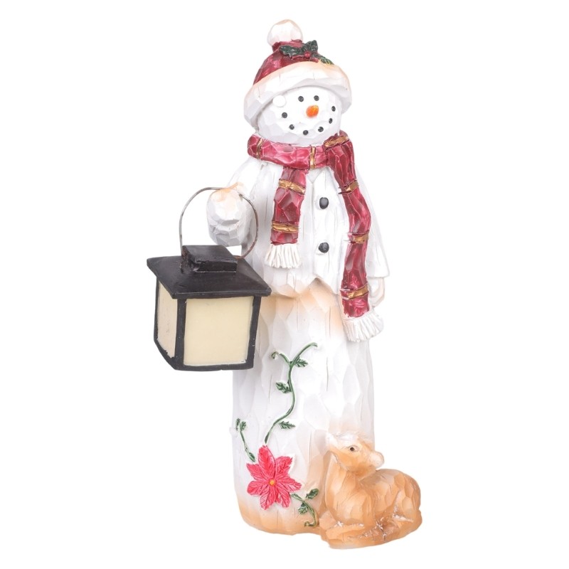 Snowman Lantern Figurine Resin Statue Children Indoor Outdoor Garden Yard Decor