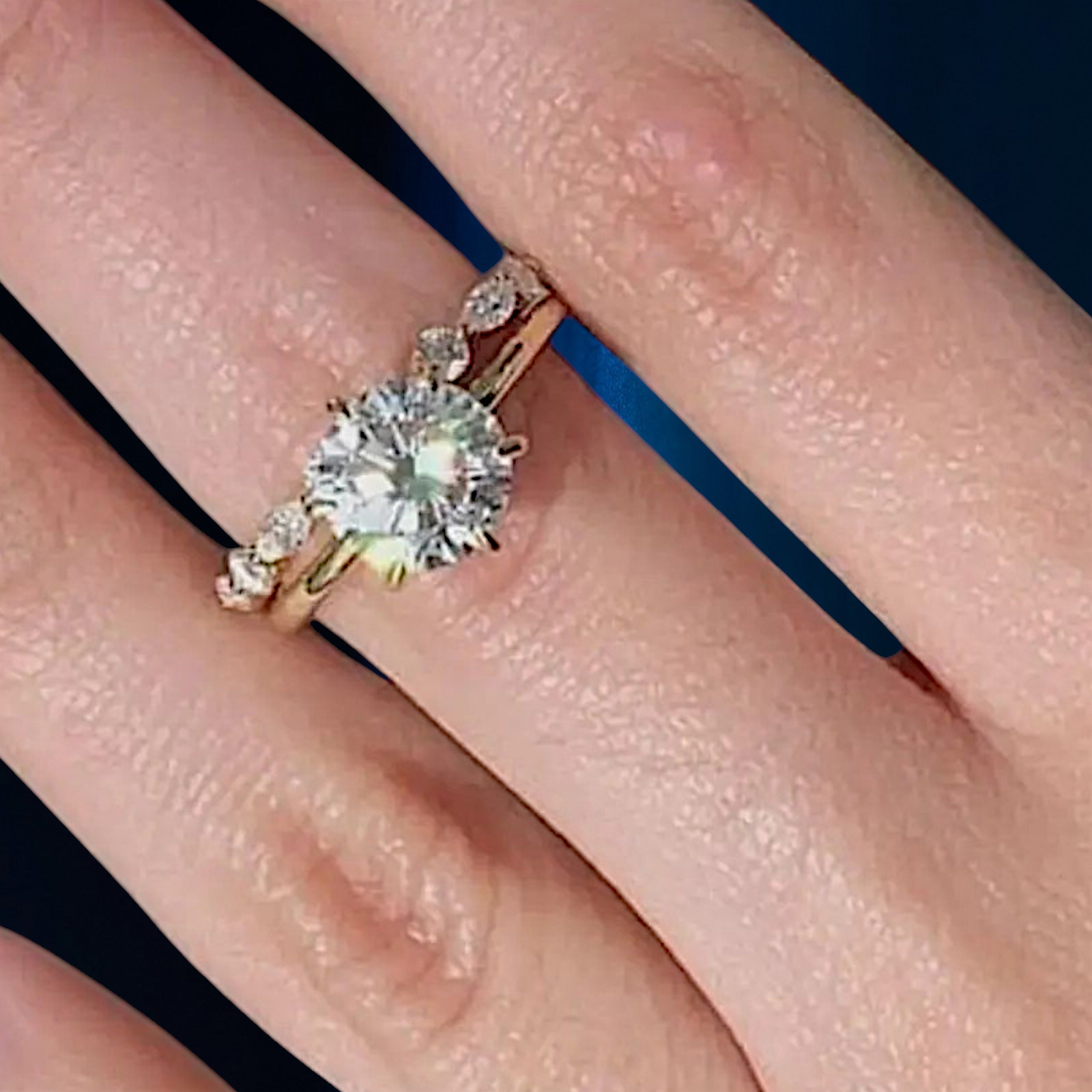 14k Yellow Gold IGI Lab Grown Diamond Engagement Band Set Ring 2.50 Ct Round Cut