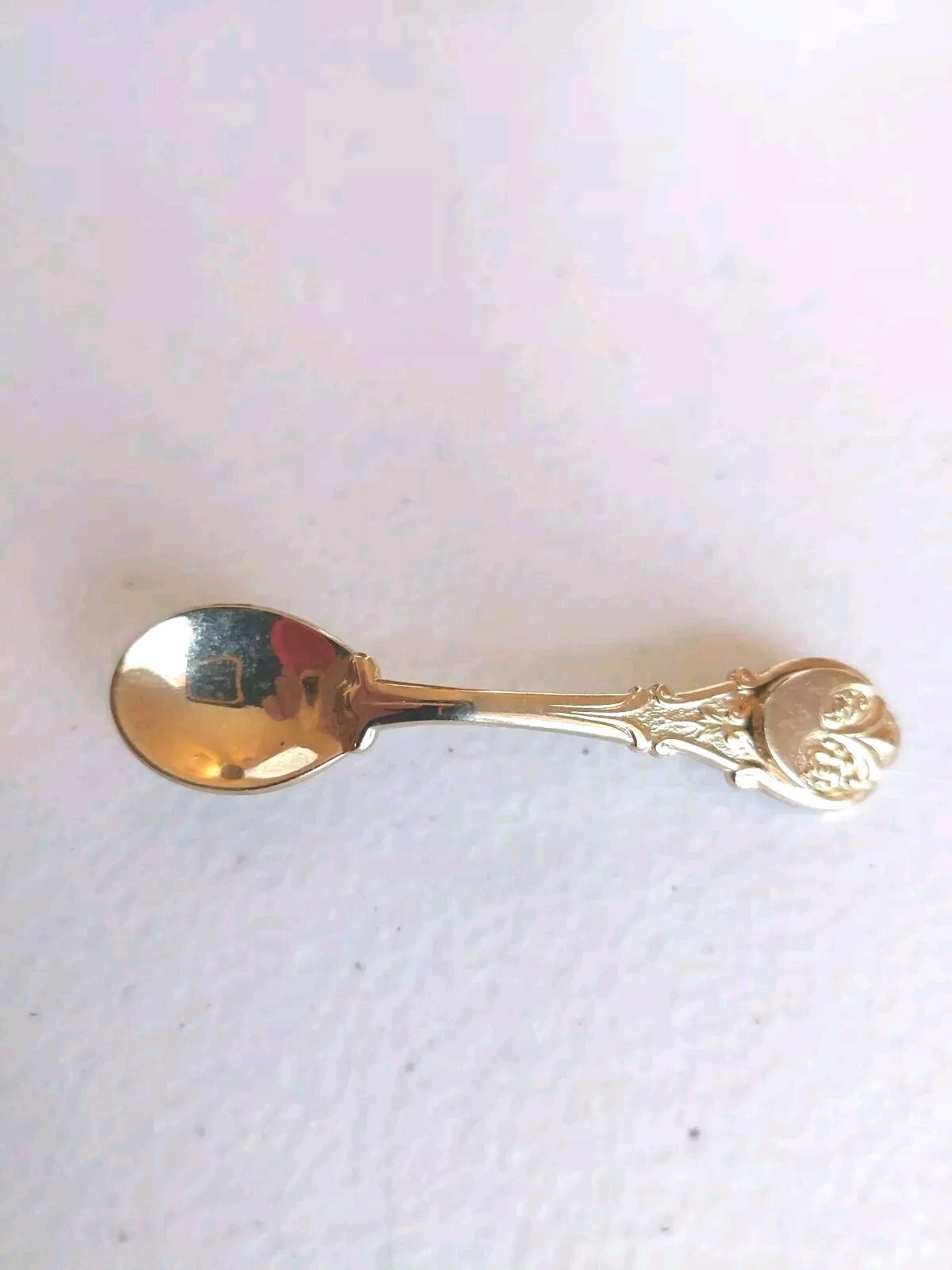 Vintage Gold Tone Spoon Pin Brooch Ornate Filigree Approx. 2-6/16 Inches