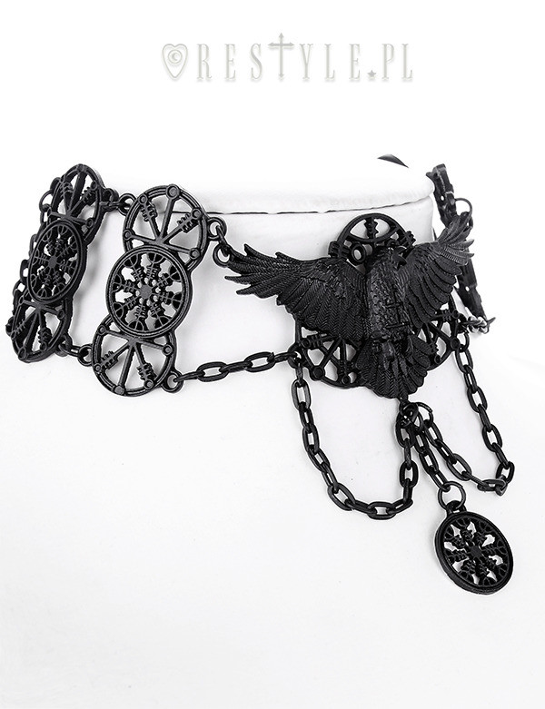 Restyle Raven Choker Gothic Collar Pagan Necklace Crow Nordic Runes Jewelry