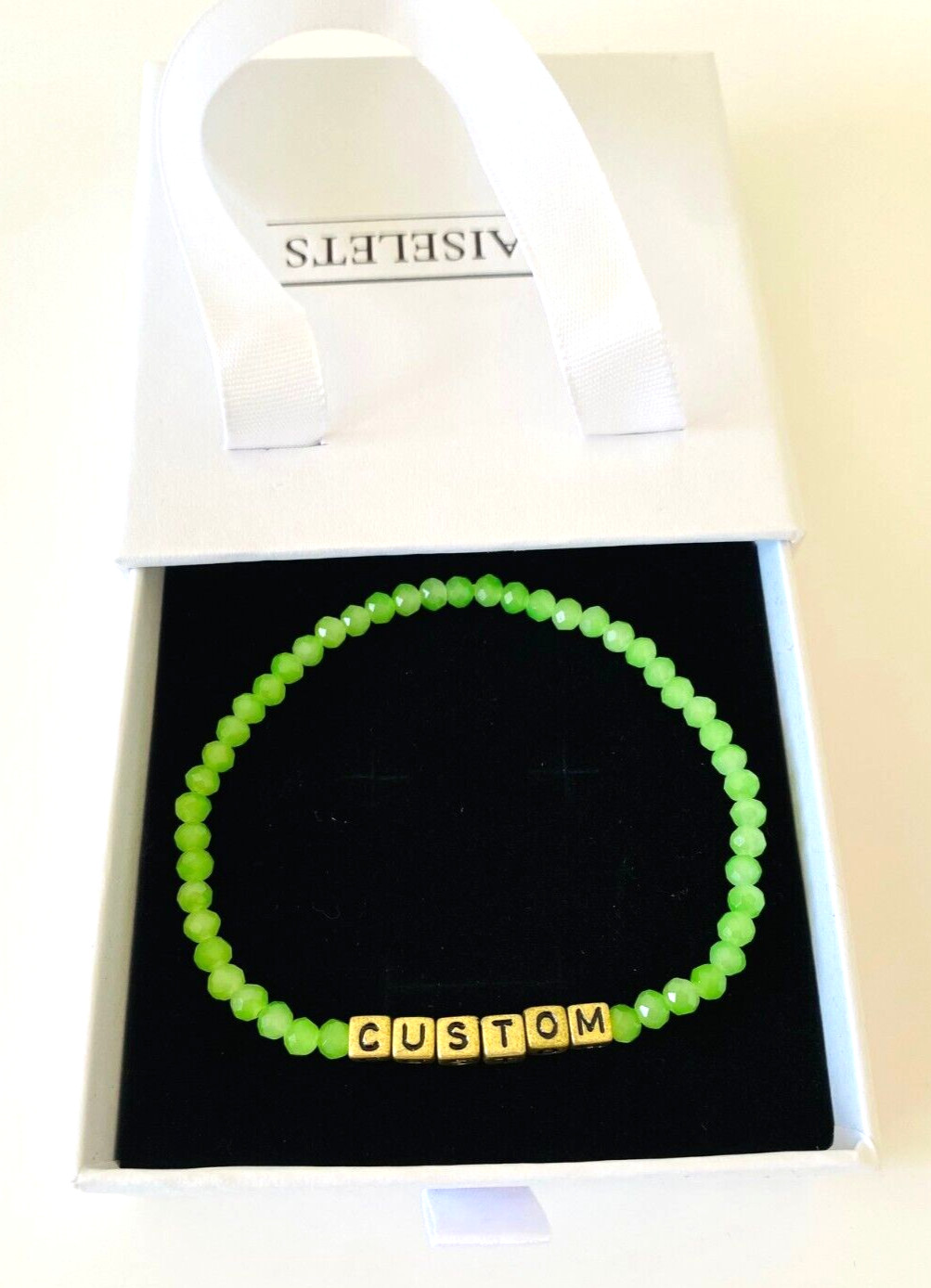 Neon Green Custom Name Team Bracelet Party Favor Personalized Gift For Kid Women